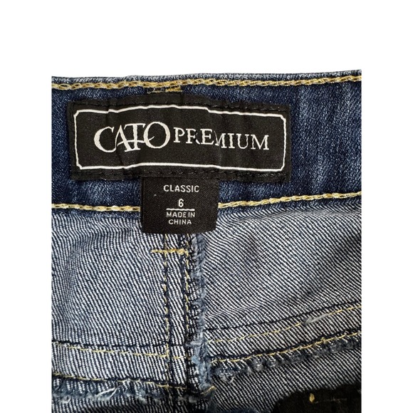 Cato Premium Women's Jeans Embellished Cross Pockets Dark Wash Denim Size 6 - Picture 7 of 10